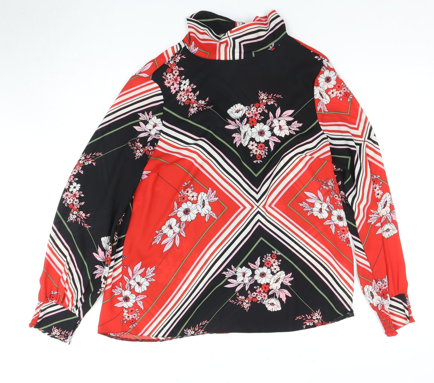 Dorothy Perkins Women's Red Floral Bow Blouse Size 12