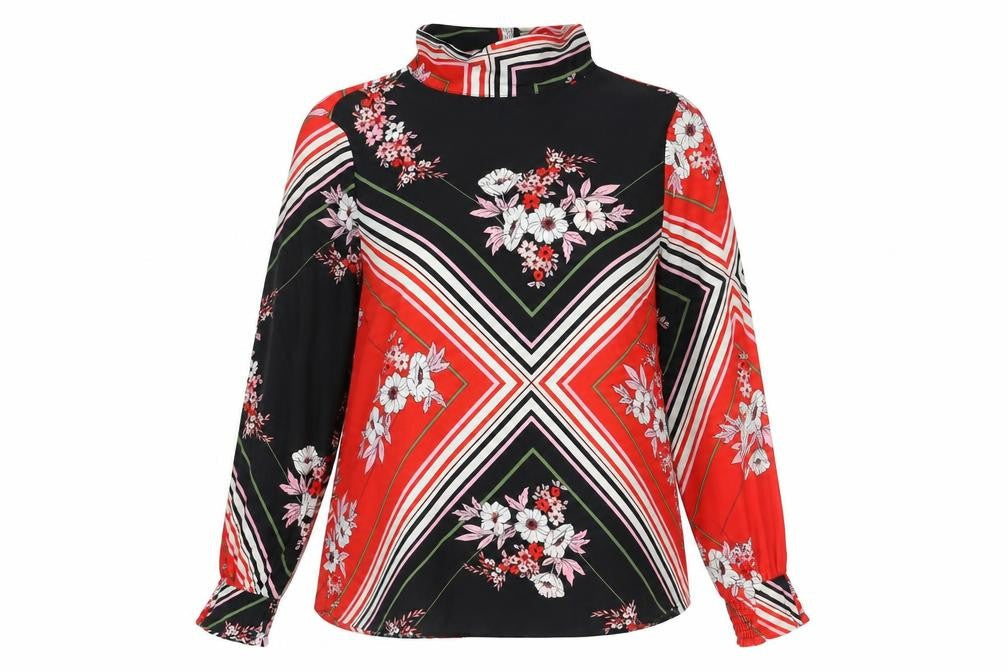 Dorothy Perkins Women's Red Floral Bow Blouse Size 12