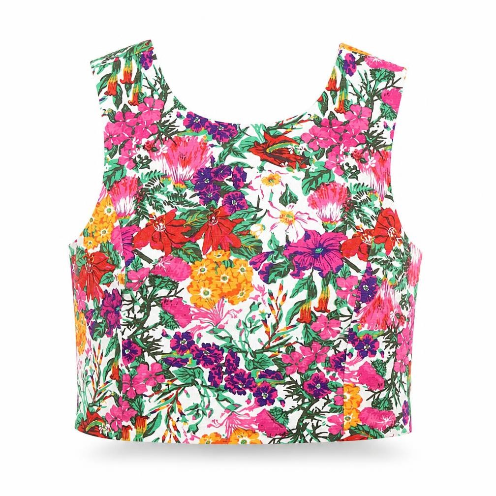 Oasis Women's Floral Sleeveless Cropped Top, Size 10