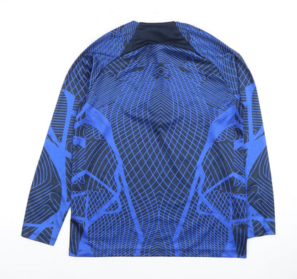 Back view of Nike boys’' blue football pullover, 16 years, sports style