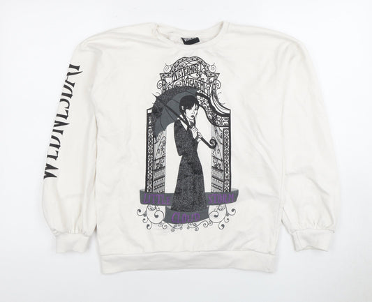 Girls White Wednesday Graphic Pullover Sweatshirt 13 Years