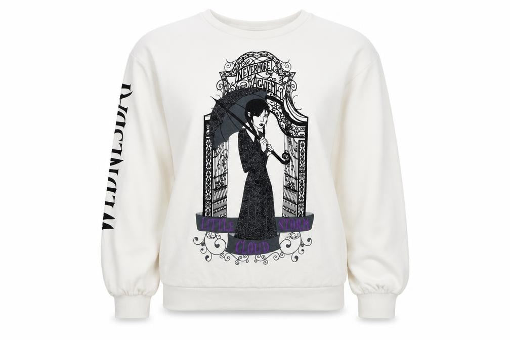 Girls White Wednesday Graphic Pullover Sweatshirt 13 Years