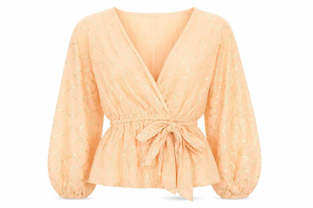 River Island Women's Pink Geometric Wrap Blouse Size 8