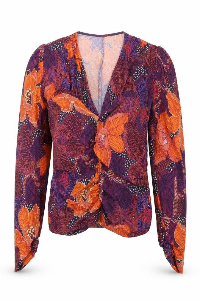 Zara Women's Floral Viscose Blouse - Size 8