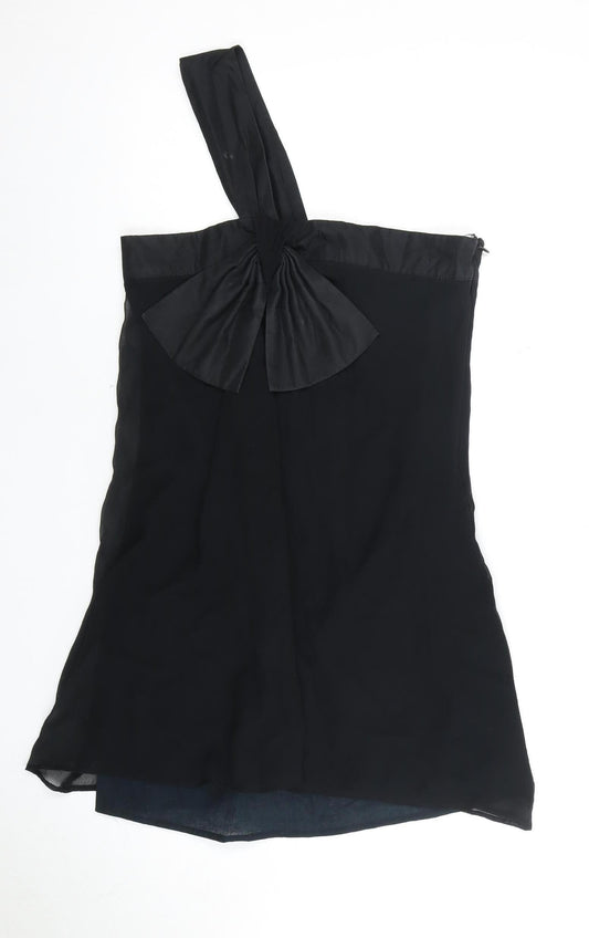 Lipsy Women's Black One Shoulder Silk Blouse