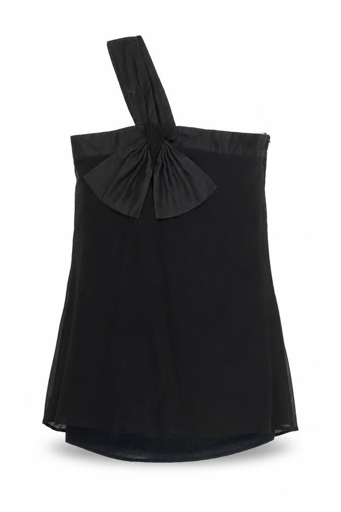 Lipsy Women's Black One Shoulder Silk Blouse