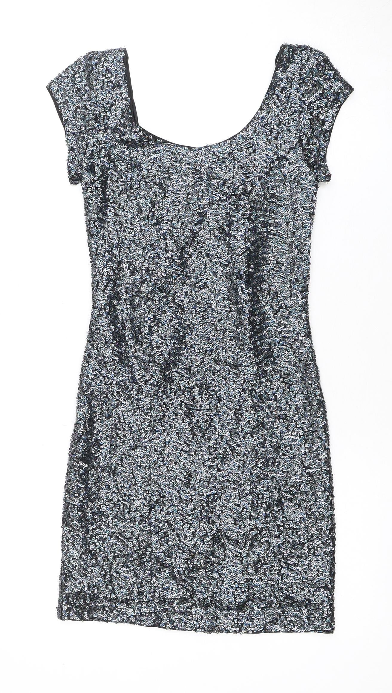 H&M Women’s Black Sequin Bodycon Dress Size 6 Party