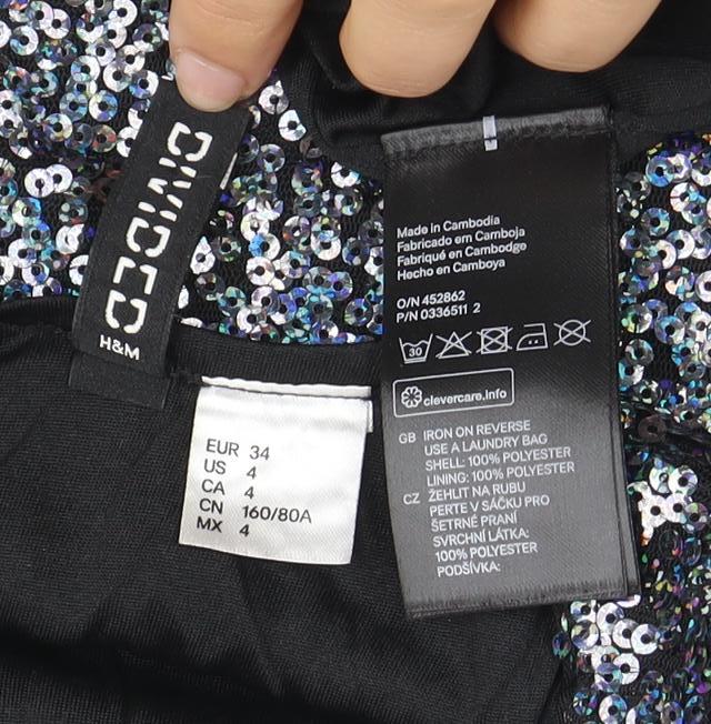 H&M Women’s Black Sequin Bodycon Dress Size 6 Party