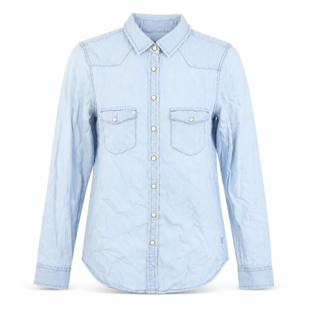 American Eagle Blue Button-Up Shirt S Long Sleeve Collared