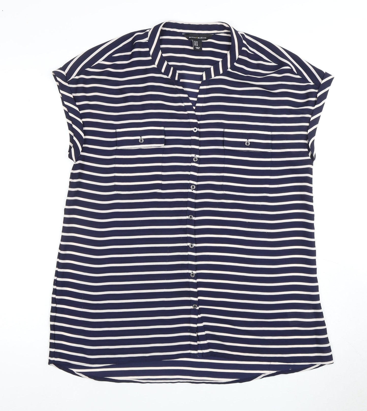 Mercer & Madison Women's Blue Striped Button-Up Shirt