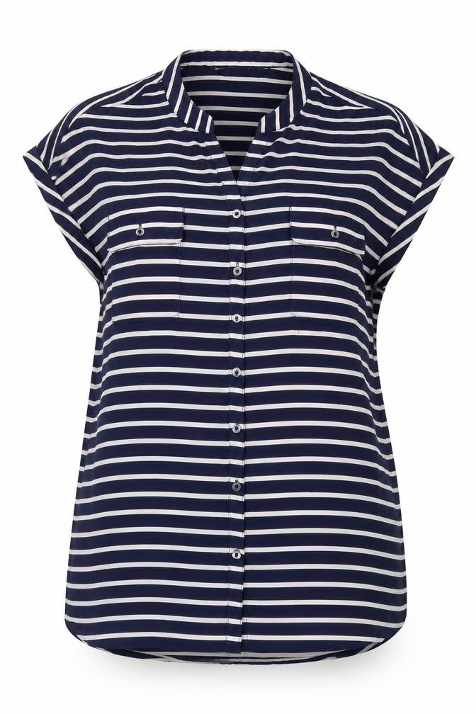 Mercer & Madison Women's Blue Striped Button-Up Shirt