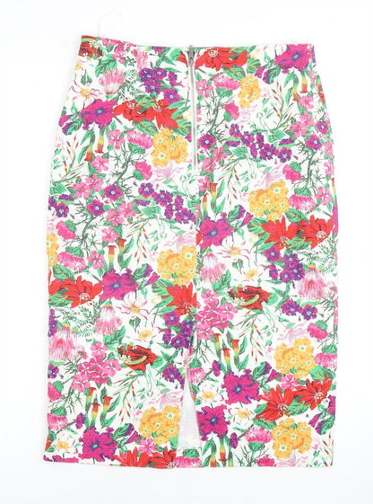 Oasis Women's Multicoloured Floral Pencil Skirt Size 8