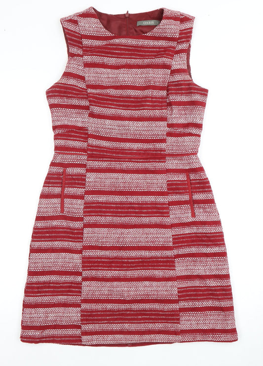 Oasis Women's Red Striped Sheath Dress Size 10