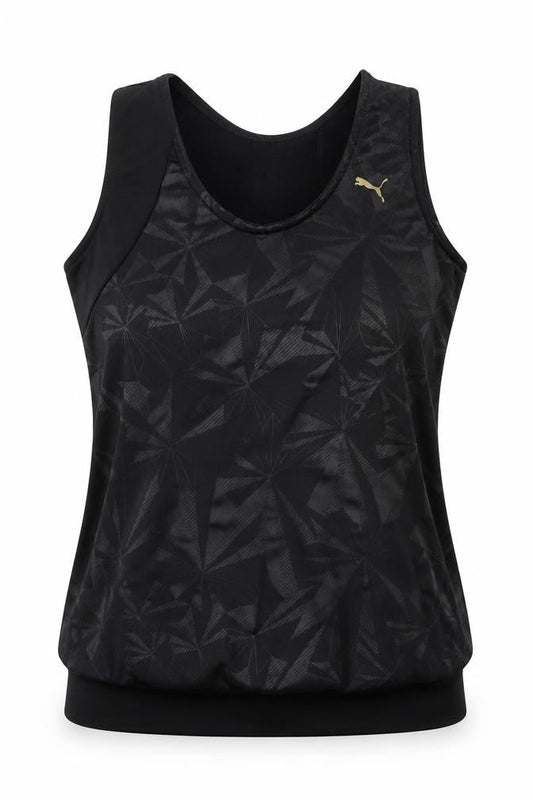 Front view of Puma Women's Black Tank Top -, size 10, Stretch