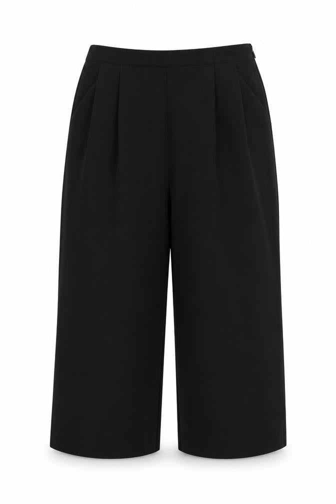 Warehouse Black Cropped Pleated Trousers Size 14