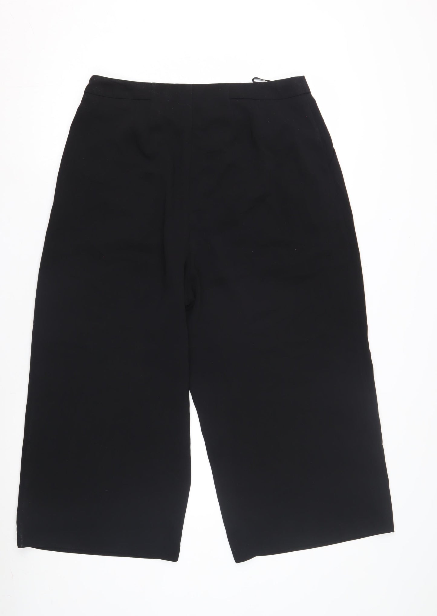 Warehouse Black Cropped Pleated Trousers Size 14