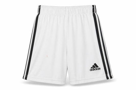 Front view of Adidas boys’ white athletic sports shorts 11 years
