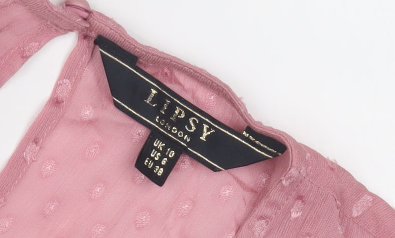 Lipsy Women's Pink Flutter Sleeve Blouse, Size 10