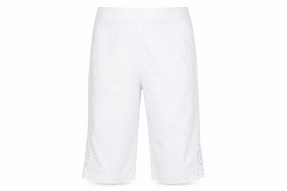 Front view of Roman Women's White Lace Accented Cotton Trousers
