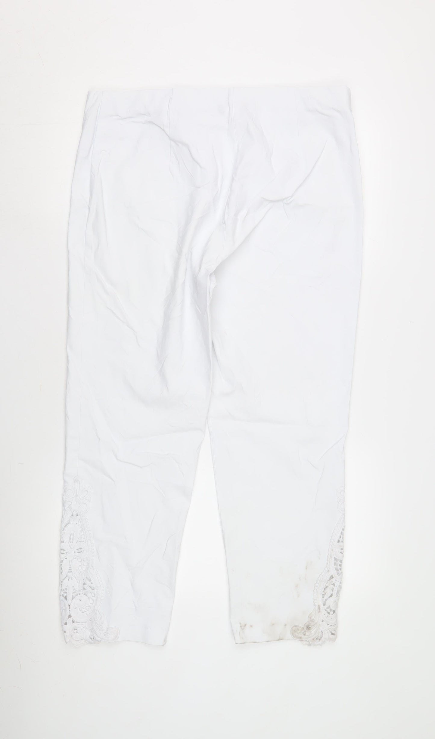 Roman Women's White Lace Accented Cotton Trousers