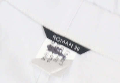 Close-up detail of Roman Women's White Lace Accented Cotton Trousers