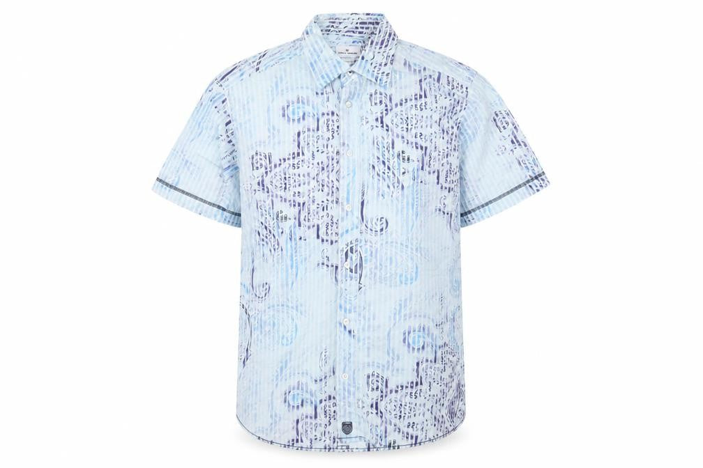 Tom Tailor Men's Blue Graphic Print Button-Up Shirt