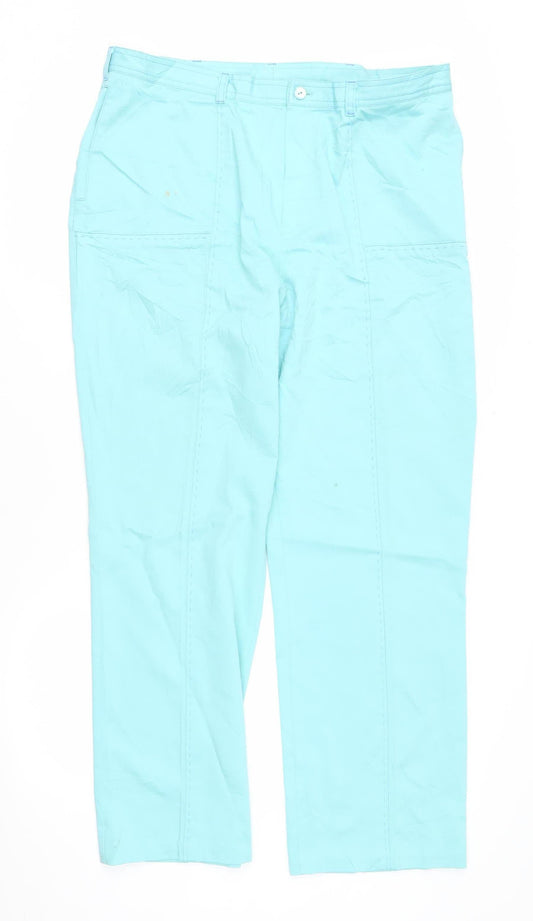 Lucia Women's Blue Regular Fit Trousers, Size 18