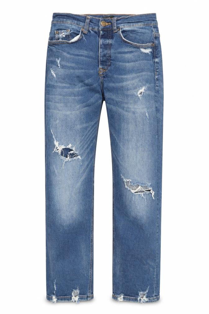 River Island Men's Blue Distressed Straight Jeans Size 28
