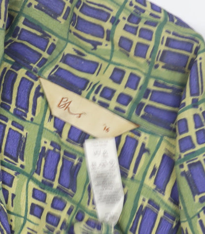 BHS Women's Geometric Multicoloured Button-Up Shirt