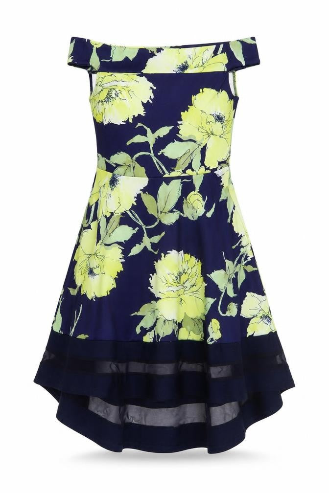 Quiz Women's Multicoloured Hi-Low Fit & Flare Dress, Size 10