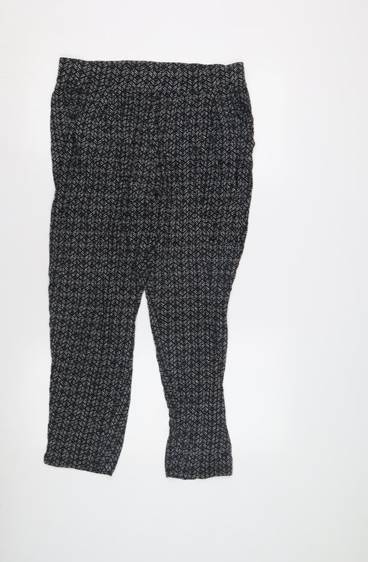 Marks and Spencer Women's Black Geometric Trousers, Size 14
