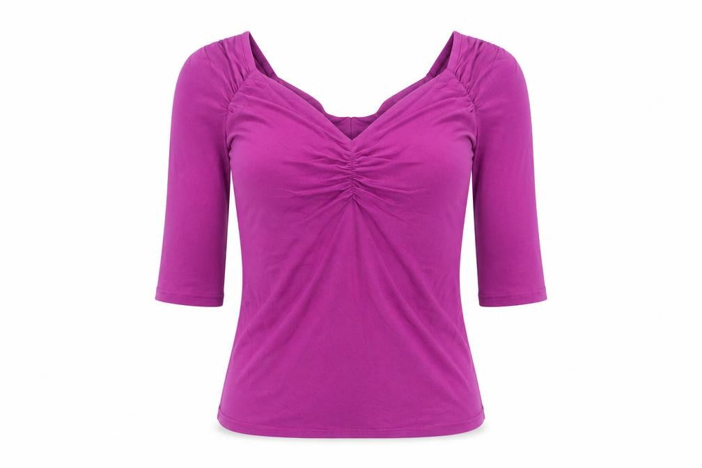 Kaliko Women's Purple 3/4 Sleeve V-Neck Top Size 10