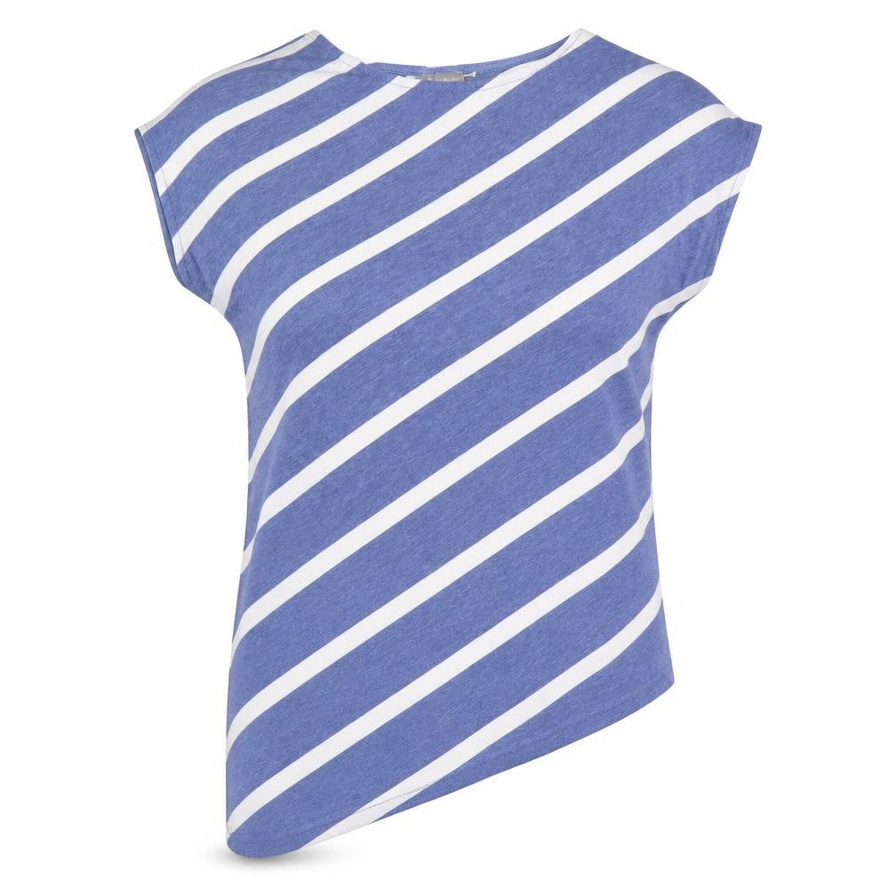 Phase Eight Women's Blue Striped Asymmetrical Top