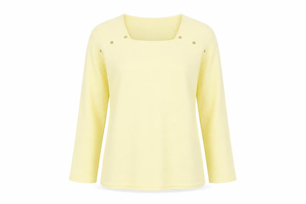 Isle Collection Women's Yellow Square Neck Blouse XL