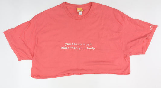 Allbody Unisex Pink Cropped T-Shirt 3XL Cotton Jersey