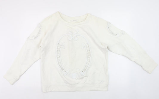 Zara Women's White Pullover Jumper, Size M