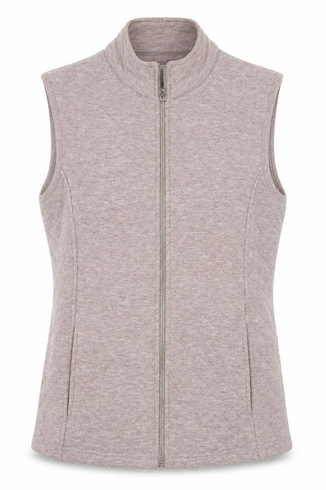 Dash Women's Beige Mid-Length Full Zip Waistcoat
