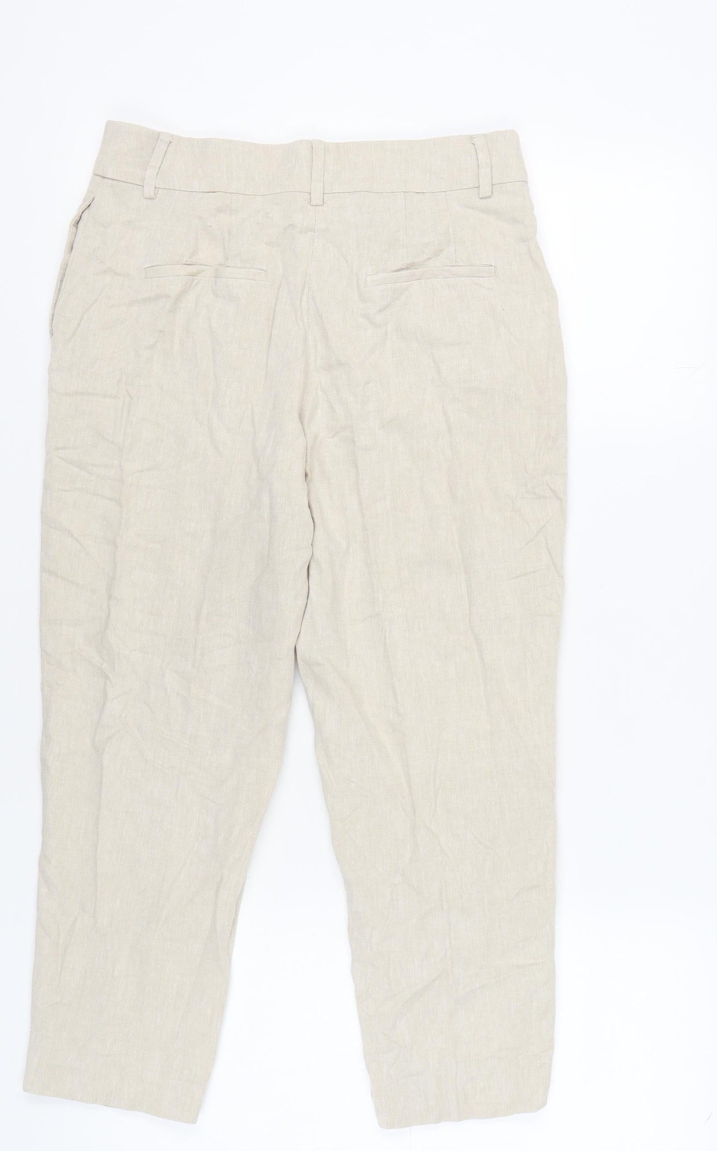 H&M Women's Beige Linen Trousers Size 12