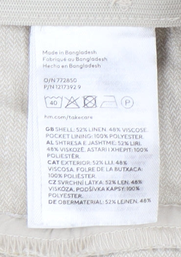H&M Women's Beige Linen Trousers Size 12