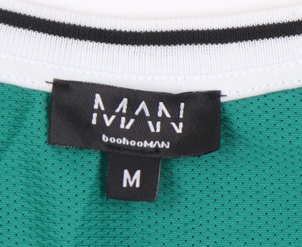 boohooMAN Men's Green Sleeveless Sports T-Shirt M