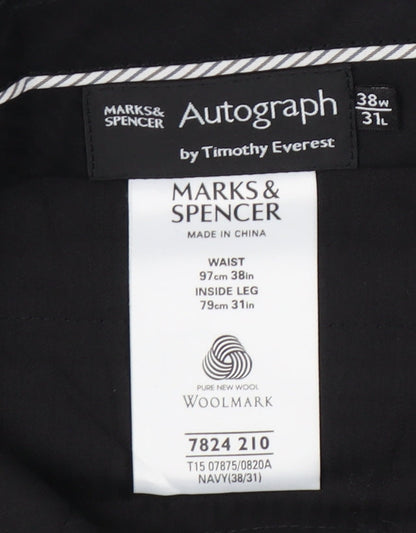 Marks & Spencer Men's Navy Wool Trousers 38