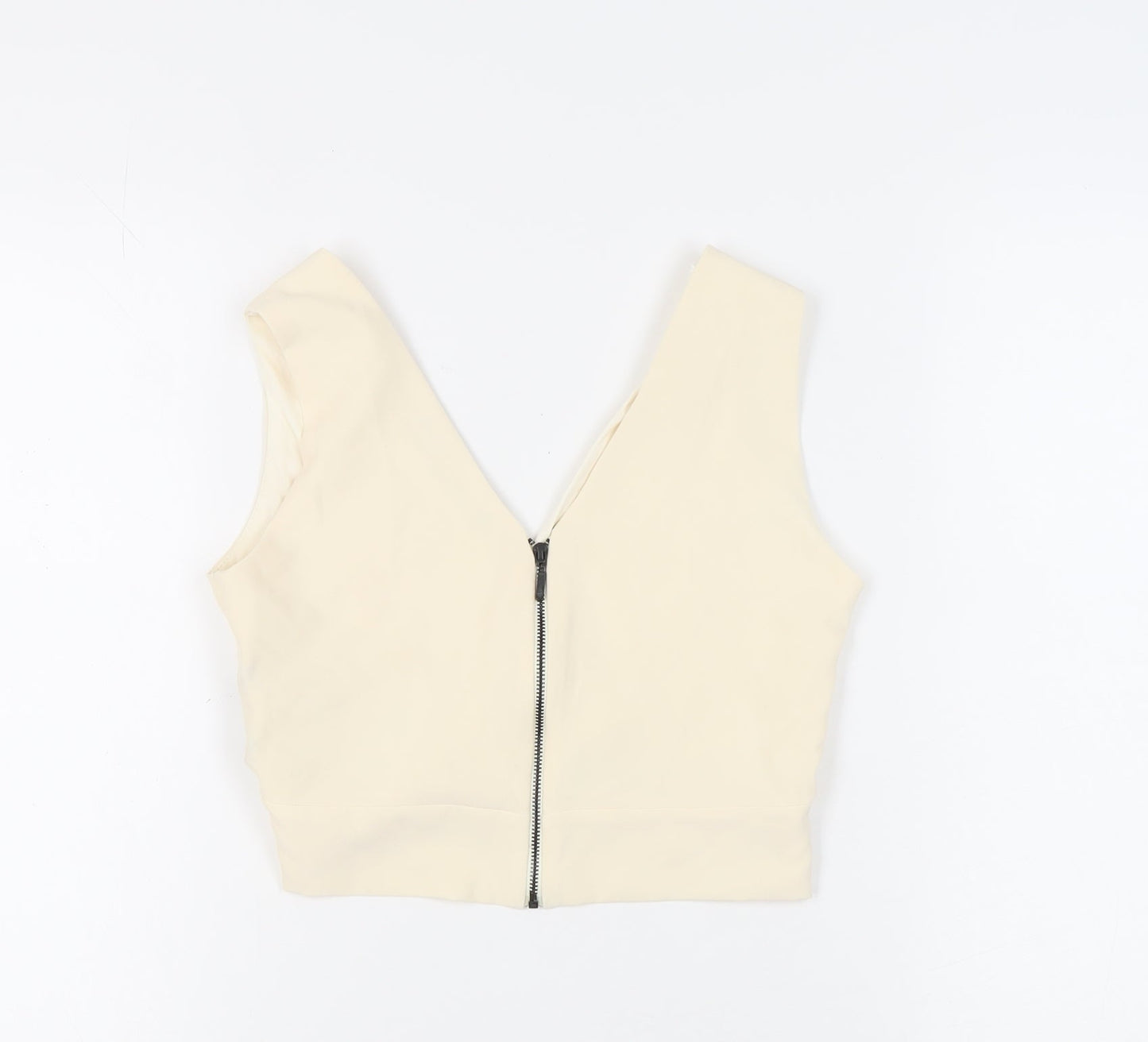 Zara Basic Women's Ivory Cropped Tank, Size S, V-Neck