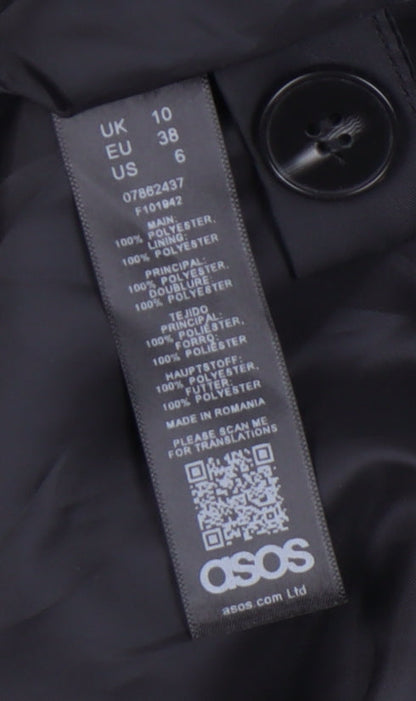 Brand and care label for ASOS Women's Black Plaid Double-Breasted Blazer
