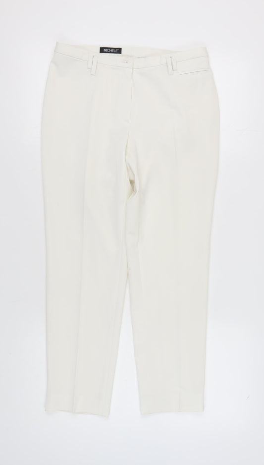 Michèle Women's Ivory Slim Leg Trousers, Size 12