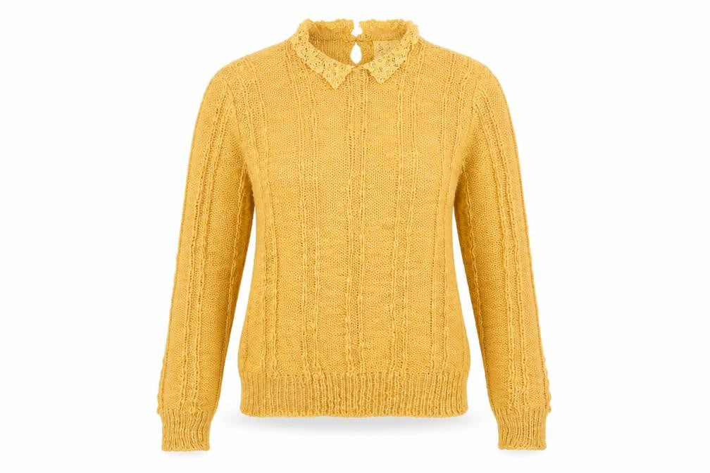 Debenhams Women's Yellow Cable-Knit Pullover Jumper Medium