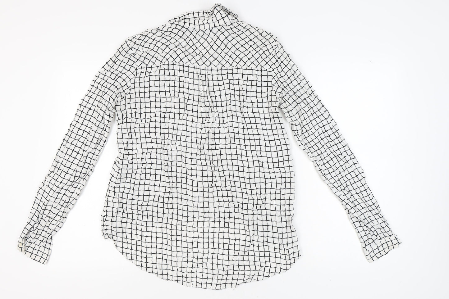 Topshop Tall Women's White Check Button-Up Shirt Size 10