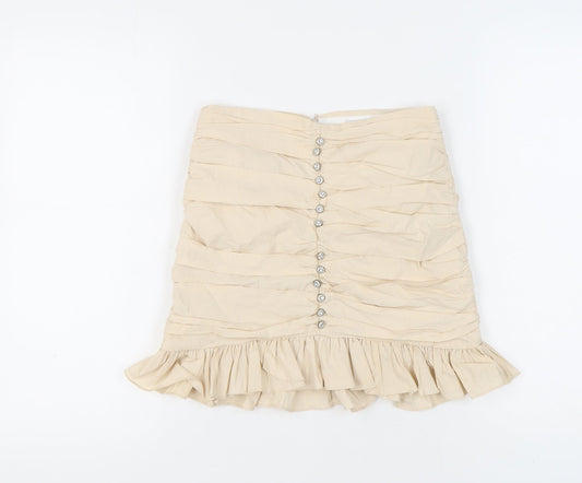 Zara Women's Beige Ruffle Short Skirt Size S