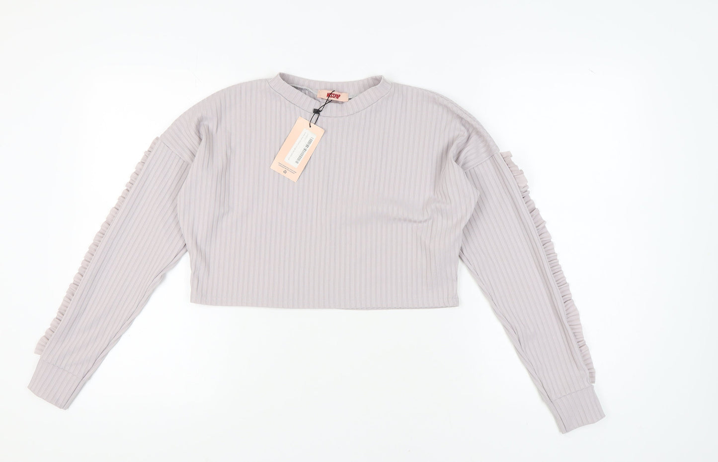 MISSPAP Women's Grey Cropped Long Sleeve Top
