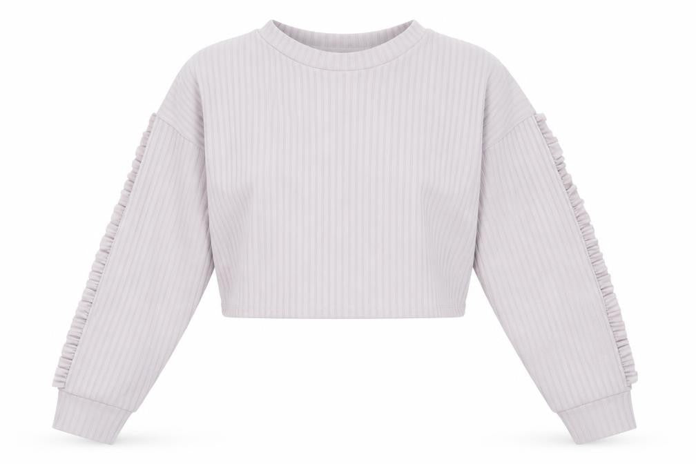MISSPAP Women's Grey Cropped Long Sleeve Top
