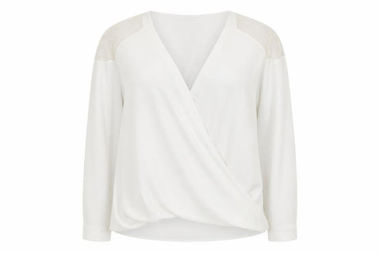 River Island Women's Ivory Lace Wrap Blouse Size 22